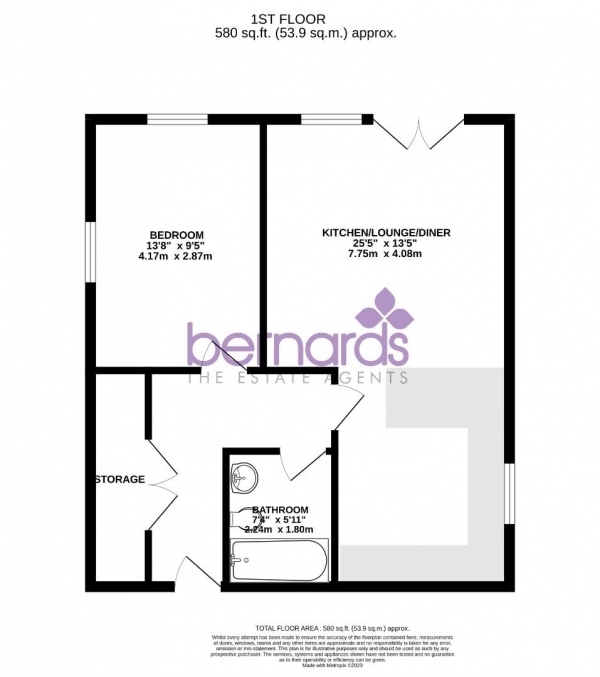 Floor Plan Image for 1 Bedroom Flat to Rent in Moneyfield Mews