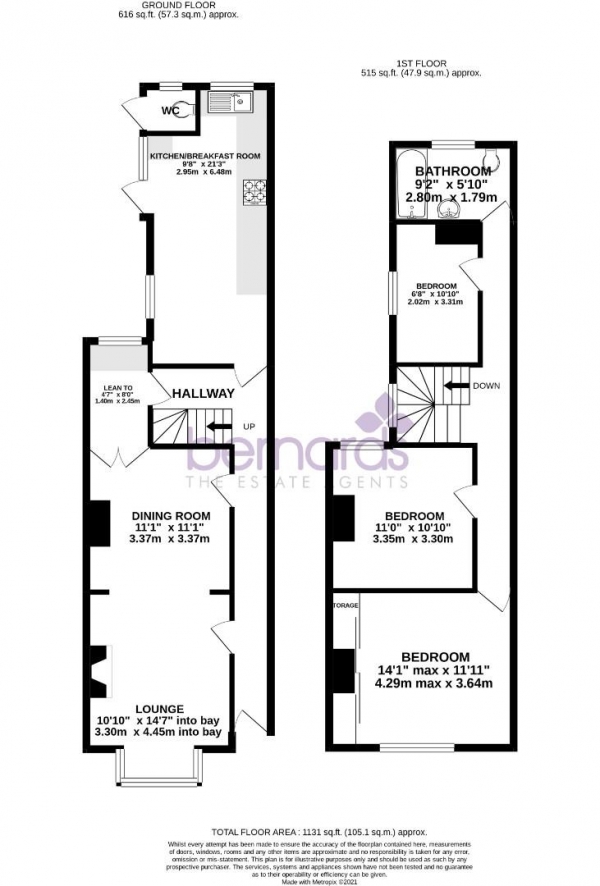 Floor Plan Image for 3 Bedroom Terraced House for Sale in Munster Road, Portsmouth