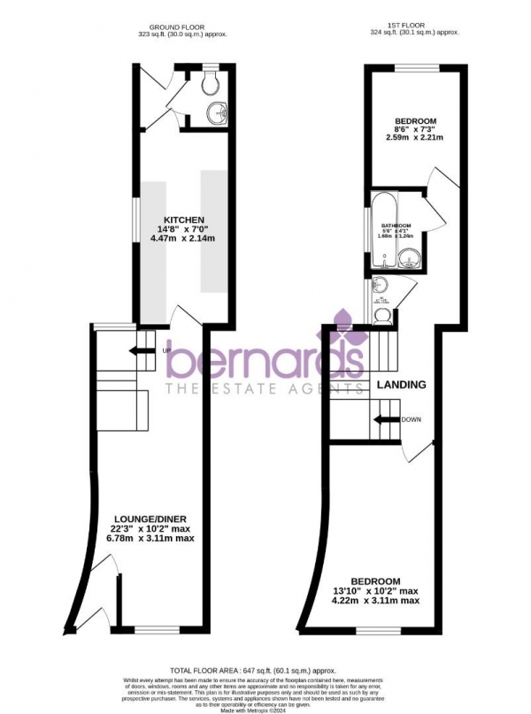 Floor Plan Image for 2 Bedroom Terraced House for Sale in Binsteed Road, Portsmouth