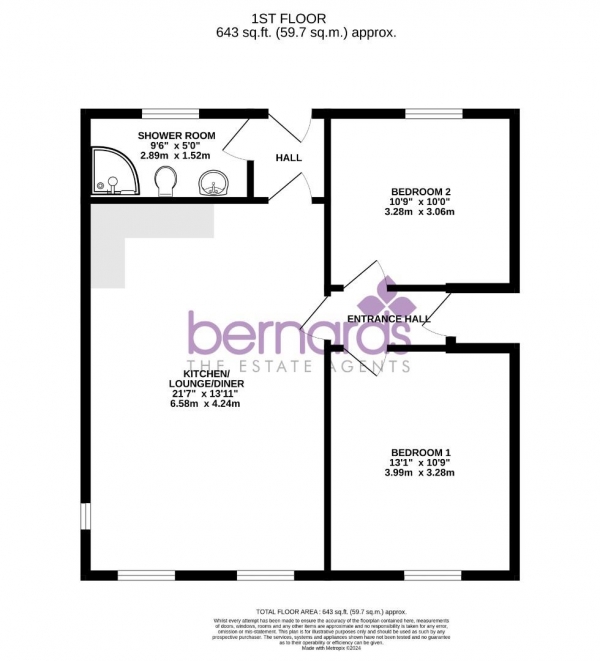 Floor Plan Image for 2 Bedroom Flat to Rent in Old Commercial Road, Portsmouth