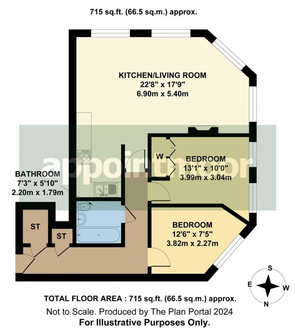 Floor Plan for 2 Bedroom Retirement Property to Rent in Stadium Road, Southend-On-Sea, SS2, 5DH - £231 pw | £1000 pcm