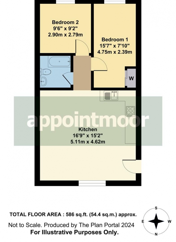 Floor Plan for 2 Bedroom Apartment to Rent in Southend Road, Hockley, SS5, 4LX - £288 pw | £1250 pcm