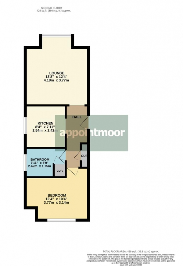 Floor Plan for 1 Bedroom Apartment to Rent in London Road, Leigh-On-Sea, SS9, 3NL - £230 pw | £995 pcm