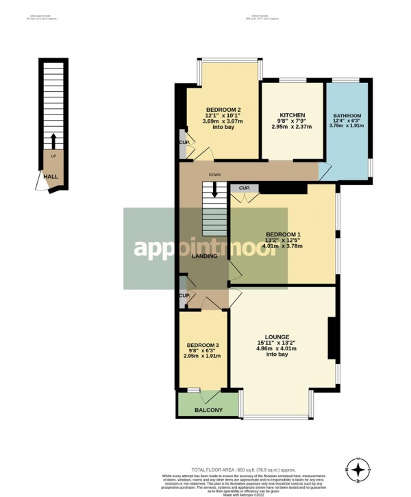 Floor Plan Image for 3 Bedroom Apartment to Rent in Elderton Road, Westcliff-On-Sea