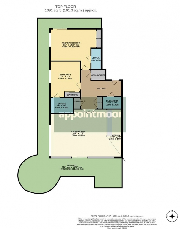 Floor Plan Image for 2 Bedroom Penthouse to Rent in Crowstone Avenue, Westcliff-On-Sea