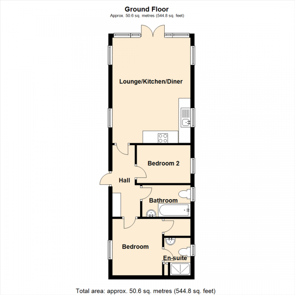 Floor Plan for 2 Bedroom Park Home for Sale in Moor Lane, Ryther, Tadcaster, LS24, 9FW - Guide Price &pound75,000