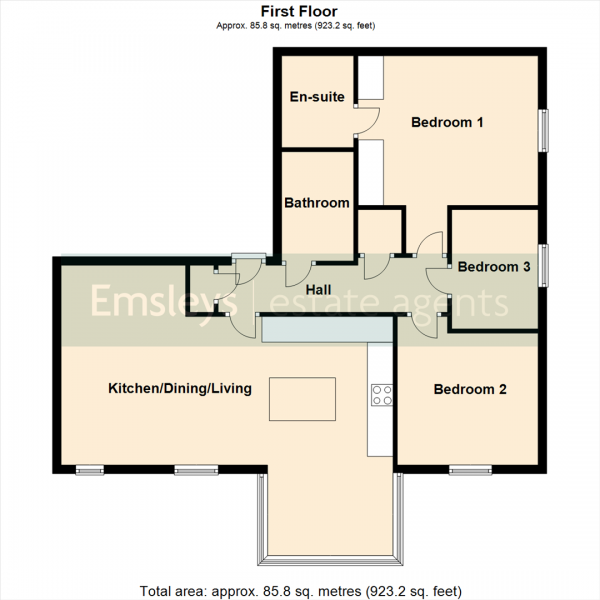 Floor Plan for 3 Bedroom Apartment for Sale in Lakeside Approach, Barkston Ash, Tadcaster, LS24, 9PH -  &pound265,000