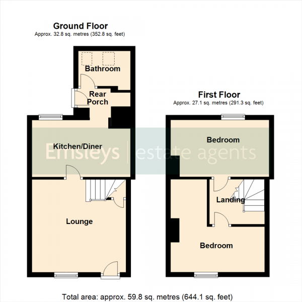 Floor Plan for 2 Bedroom Cottage for Sale in Low Street, South Milford, Leeds, LS25, 5AS -  &pound184,950