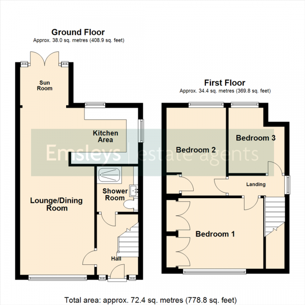 Floor Plan Image for 3 Bedroom Semi-Detached House for Sale in Rose Avenue, Sherburn In Elmet, Leeds