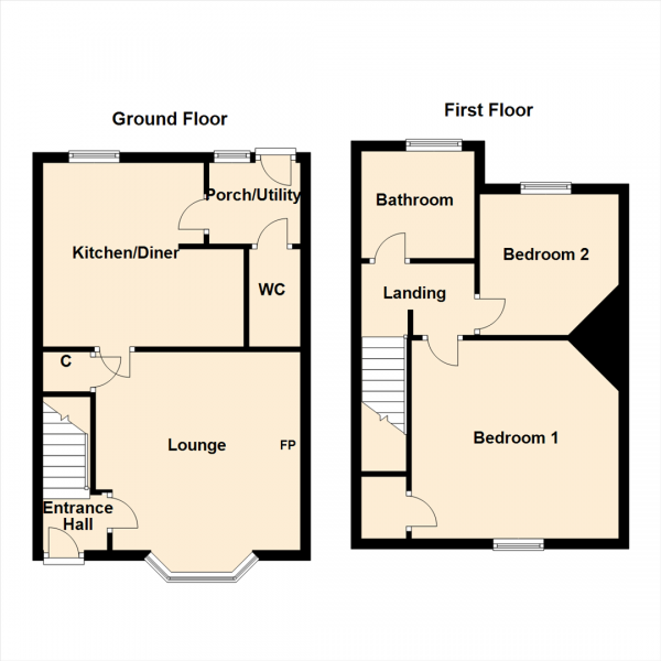 Floor Plan Image for 2 Bedroom Terraced House for Sale in Common Lane, South Milford, Leeds