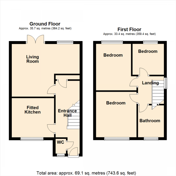 Floor Plan Image for 3 Bedroom Semi-Detached House for Sale in Burley Close, South Milford, Leeds