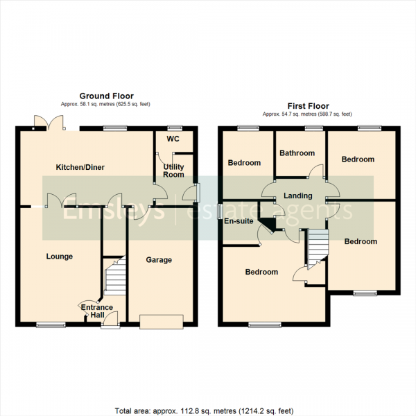 Floor Plan for 4 Bedroom Detached House for Sale in Greengage Link, Sherburn In Elmet, Leeds, LS25, 6GH -  &pound335,000