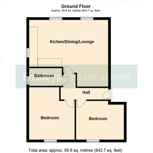 Floor Plan Image for 2 Bedroom Apartment for Sale in Moor Lane, Sherburn In Elmet, Leeds