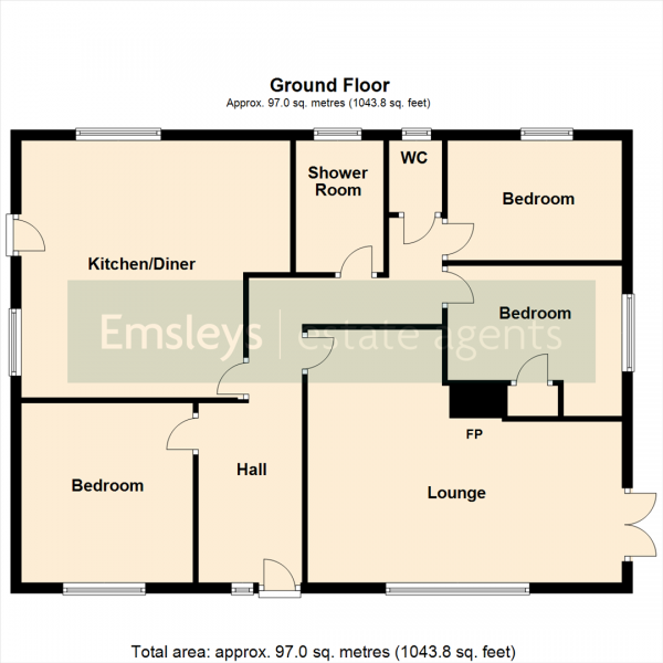 Floor Plan Image for 3 Bedroom Detached Bungalow for Sale in Sutton Lane, Sutton, Knottingley