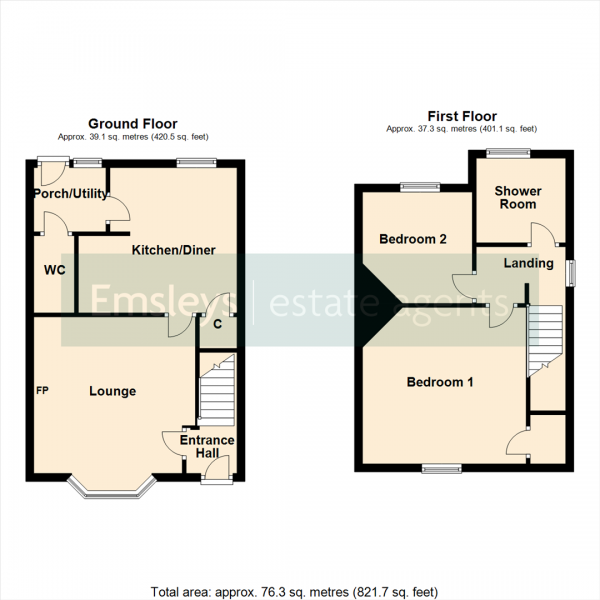 Floor Plan Image for 2 Bedroom Terraced House for Sale in Common Lane, South Milford, Leeds