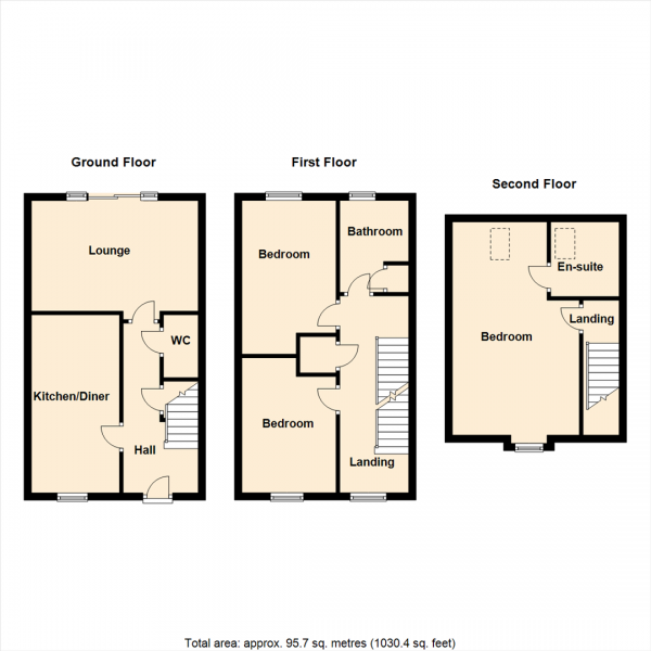 Floor Plan Image for 3 Bedroom Terraced House for Sale in Moorland Road, Sherburn In Elmet, Leeds