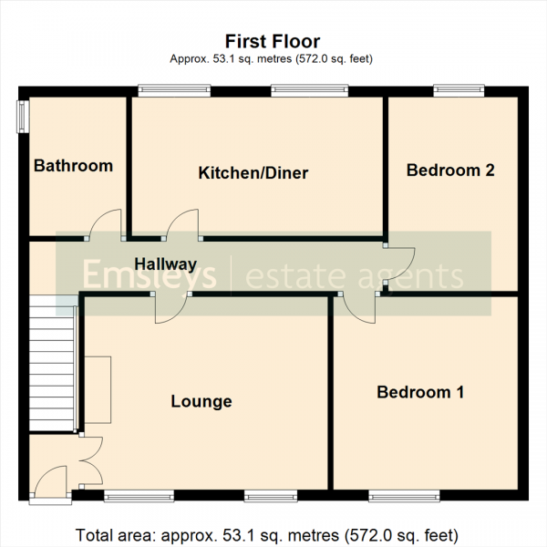 Floor Plan Image for 2 Bedroom Flat for Sale in North Drive, Sherburn In Elmet, Leeds