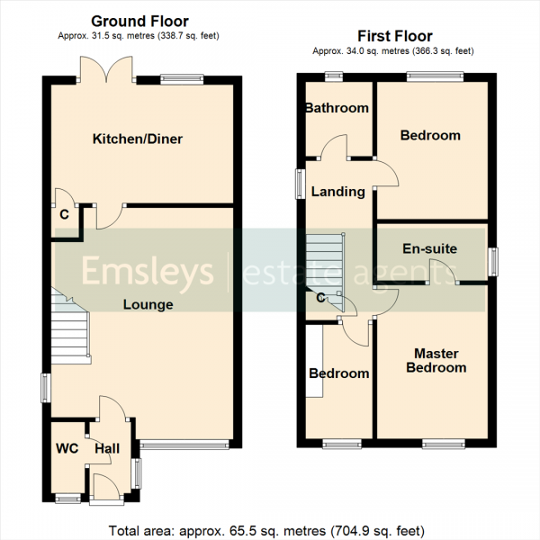 Floor Plan Image for 3 Bedroom Detached House for Sale in Copperfield Close, Sherburn in Elmet, Leeds