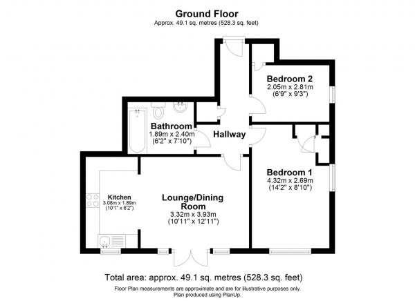 Floor Plan Image for 2 Bedroom Apartment for Sale in Haydock Avenue, Barleythorpe, Rutland