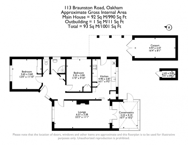 Floor Plan Image for 2 Bedroom Bungalow for Sale in Braunston Road, Oakham, Rutland