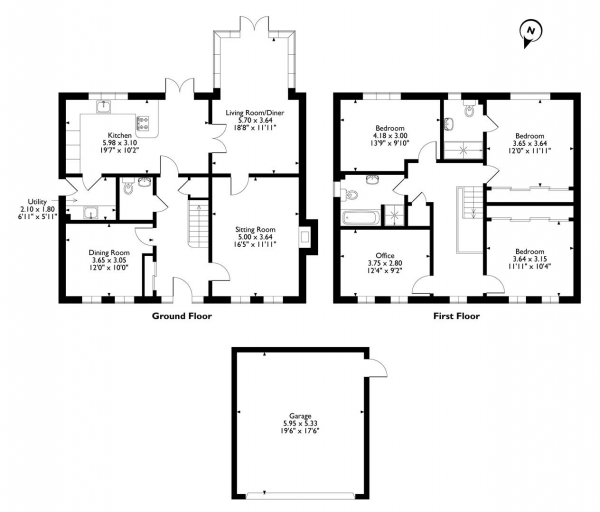 Floor Plan Image for 4 Bedroom Detached House for Sale in Spinney Hill, Oakham