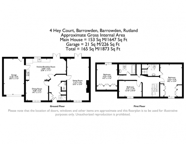 Floor Plan Image for 3 Bedroom Detached House for Sale in Hey Court, Barrowden, Rutland