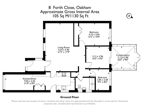 Floor Plan Image for 2 Bedroom Detached Bungalow for Sale in Forth Close, Oakham, Rutland