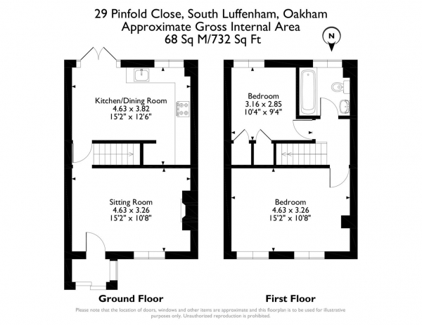 Floor Plan Image for 2 Bedroom Terraced House for Sale in Pinfold Close, South Luffenham, Rutland