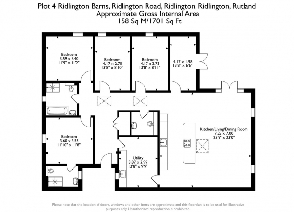 Floor Plan Image for 4 Bedroom Barn Conversion for Sale in Ridlington Road, Ridlington, Rutland