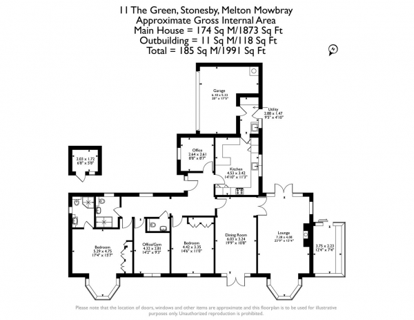 Floor Plan Image for 4 Bedroom Detached Bungalow for Sale in The Green, Stonesby, Melton Mowbray