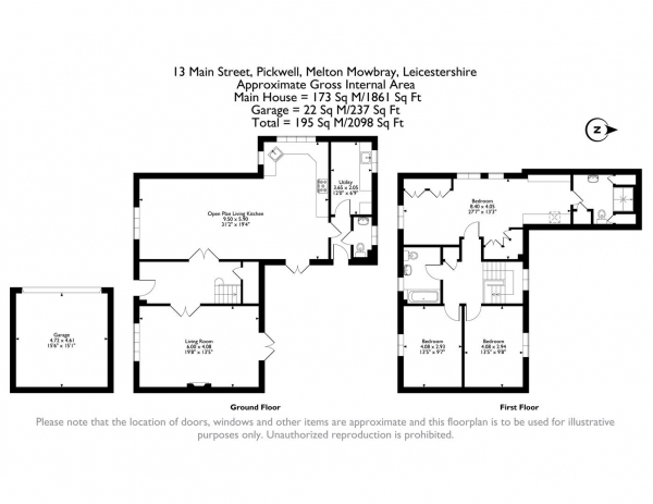 Floor Plan Image for 3 Bedroom Cottage for Sale in Main Street, Pickwell, Melton Mowbray