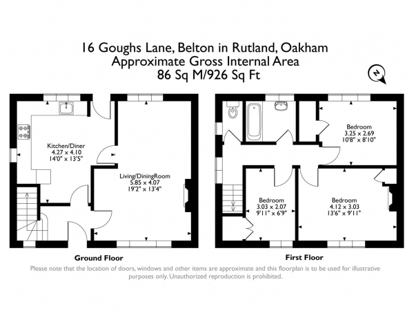 Floor Plan Image for 3 Bedroom Semi-Detached House for Sale in Goughs Lane, Belton In Rutland, Rutland