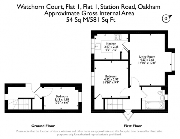 Floor Plan Image for 2 Bedroom Flat for Sale in Watchorn Court, Station Road, Oakham