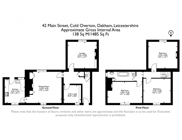 Floor Plan Image for 3 Bedroom Semi-Detached House for Sale in Main Street, Cold Overton, Rutland