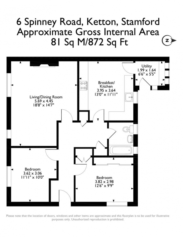 Floor Plan Image for 2 Bedroom Semi-Detached Bungalow for Sale in Spinney Road, Ketton, Stamford