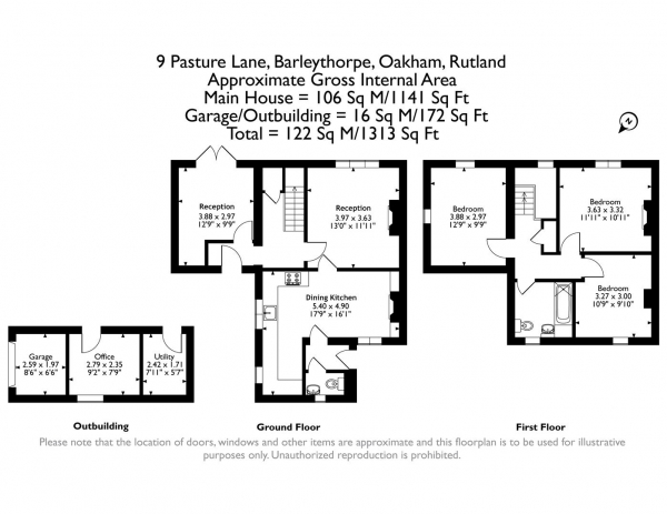 Floor Plan Image for 3 Bedroom Cottage for Sale in Pasture Lane, Barleythorpe, Rutland