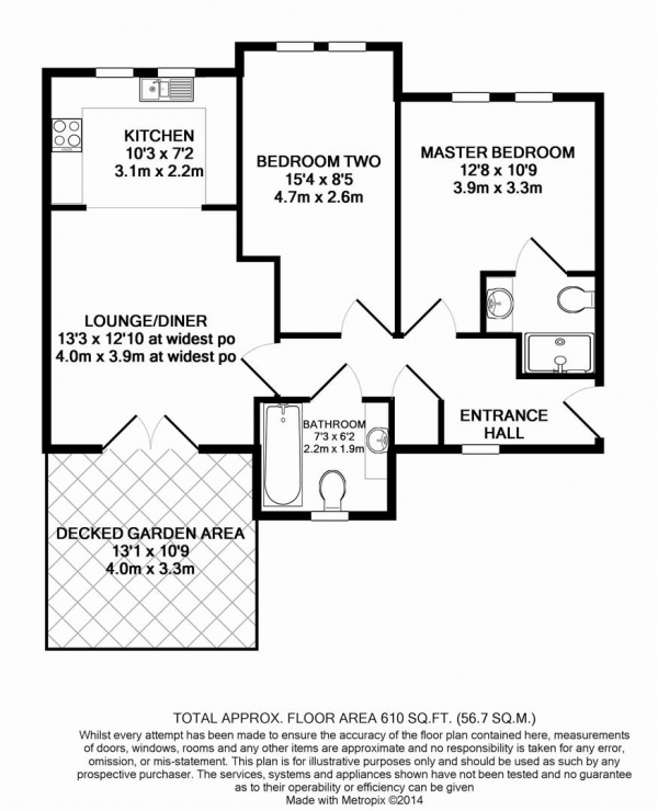 Floor Plan Image for 2 Bedroom Flat for Sale in Crawford Avenue, Dartford