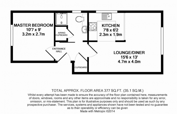 Floor Plan Image for 1 Bedroom Flat for Sale in Cricketers Close, Erith