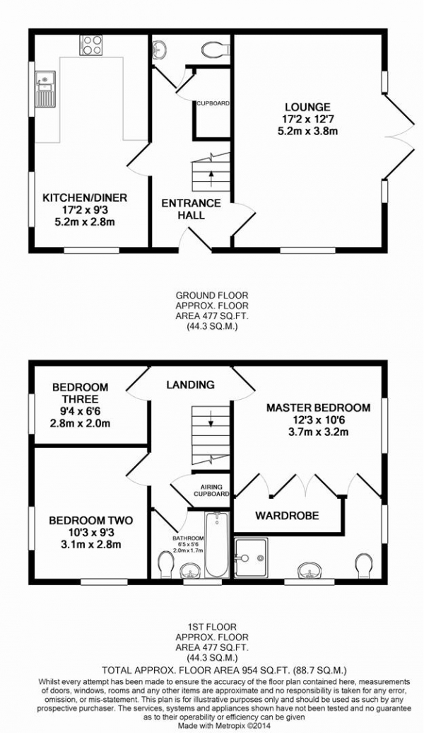 Floor Plan Image for 3 Bedroom Semi-Detached House for Sale in Baker Crescent, Dartford