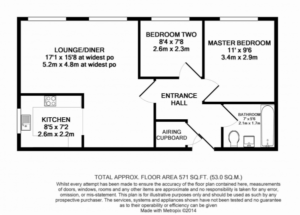 Floor Plan Image for 2 Bedroom Flat for Sale in Byron Drive, Erith