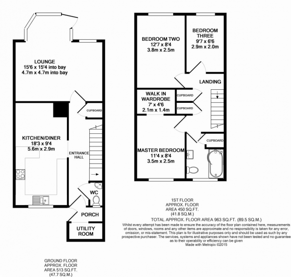 Floor Plan for 3 Bedroom Semi-Detached House for Sale in Caxton Close, Hartley, Longfield, DA3, 7DL - Guide Price &pound200,000