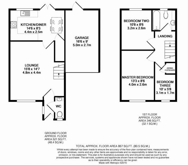 Floor Plan Image for 3 Bedroom End of Terrace House for Sale in Ware Point Drive, London