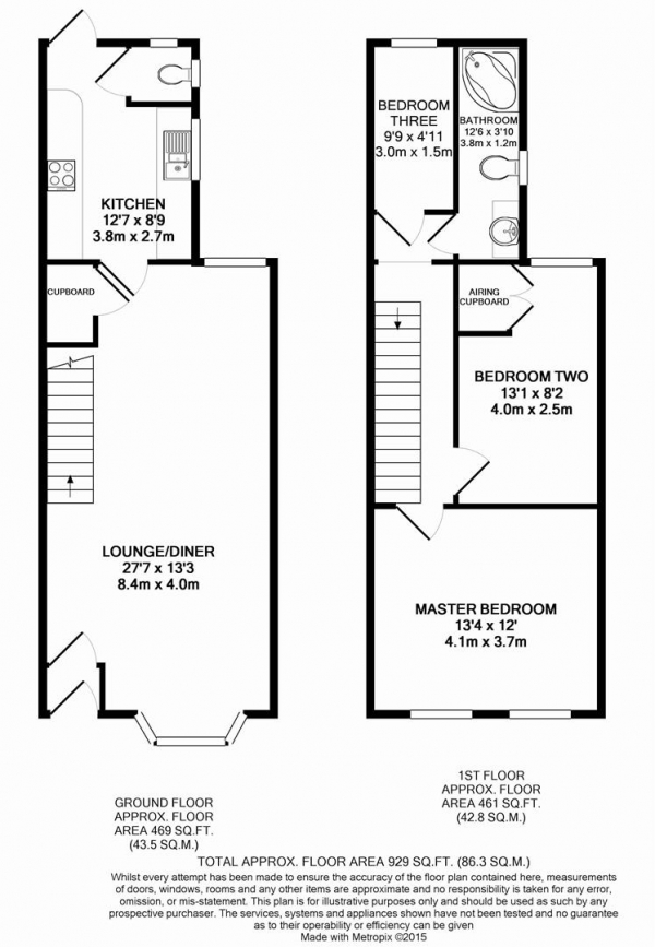 Floor Plan Image for 3 Bedroom Terraced House for Sale in Brook Street, Erith