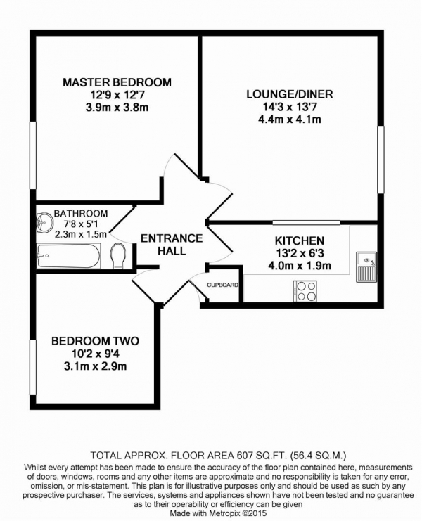 Floor Plan Image for 2 Bedroom Flat to Rent in Gilbert Close, London