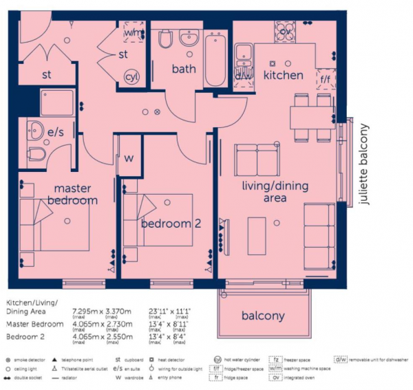 Floor Plan Image for 2 Bedroom Flat to Rent in Little Brights Road