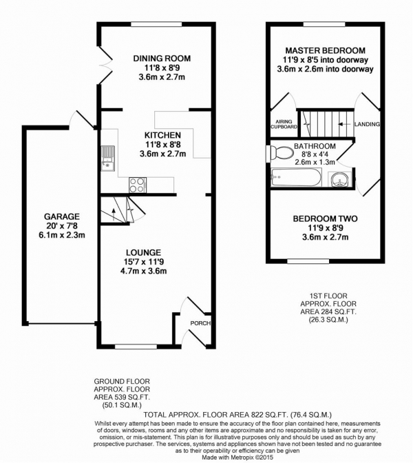 Floor Plan Image for 2 Bedroom Semi-Detached House for Sale in Riversdale, Northfleet, Gravesend