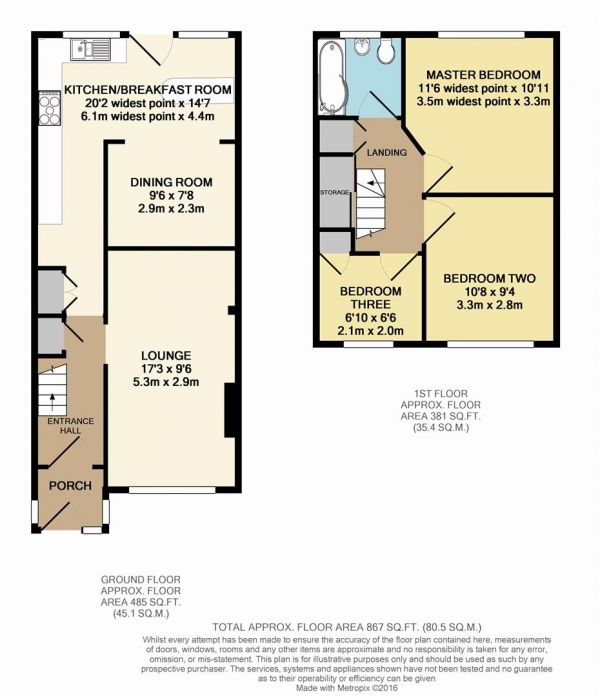 Floor Plan Image for 3 Bedroom Property for Sale in Ashen Drive, Dartford