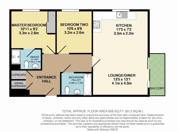 Floor Plan Image for 2 Bedroom Flat for Sale in Exmoor House, Clydesdale Way, Belvedere