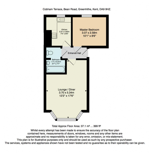 Floor Plan Image for 1 Bedroom Flat for Sale in Bean Road, Greenhithe