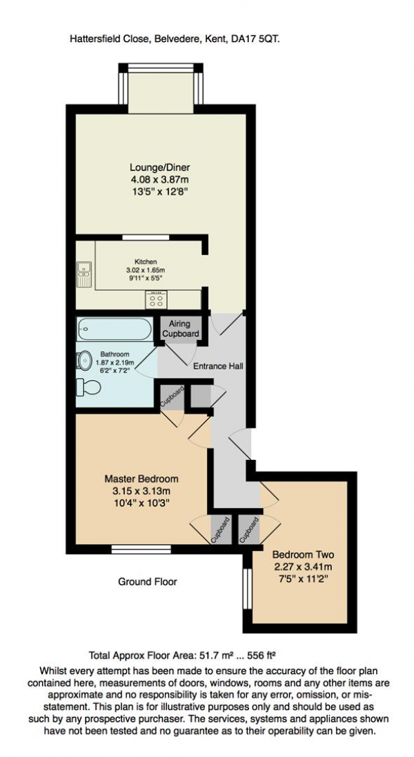 Floor Plan Image for 2 Bedroom Flat for Sale in Hattersfield Close, Belvedere